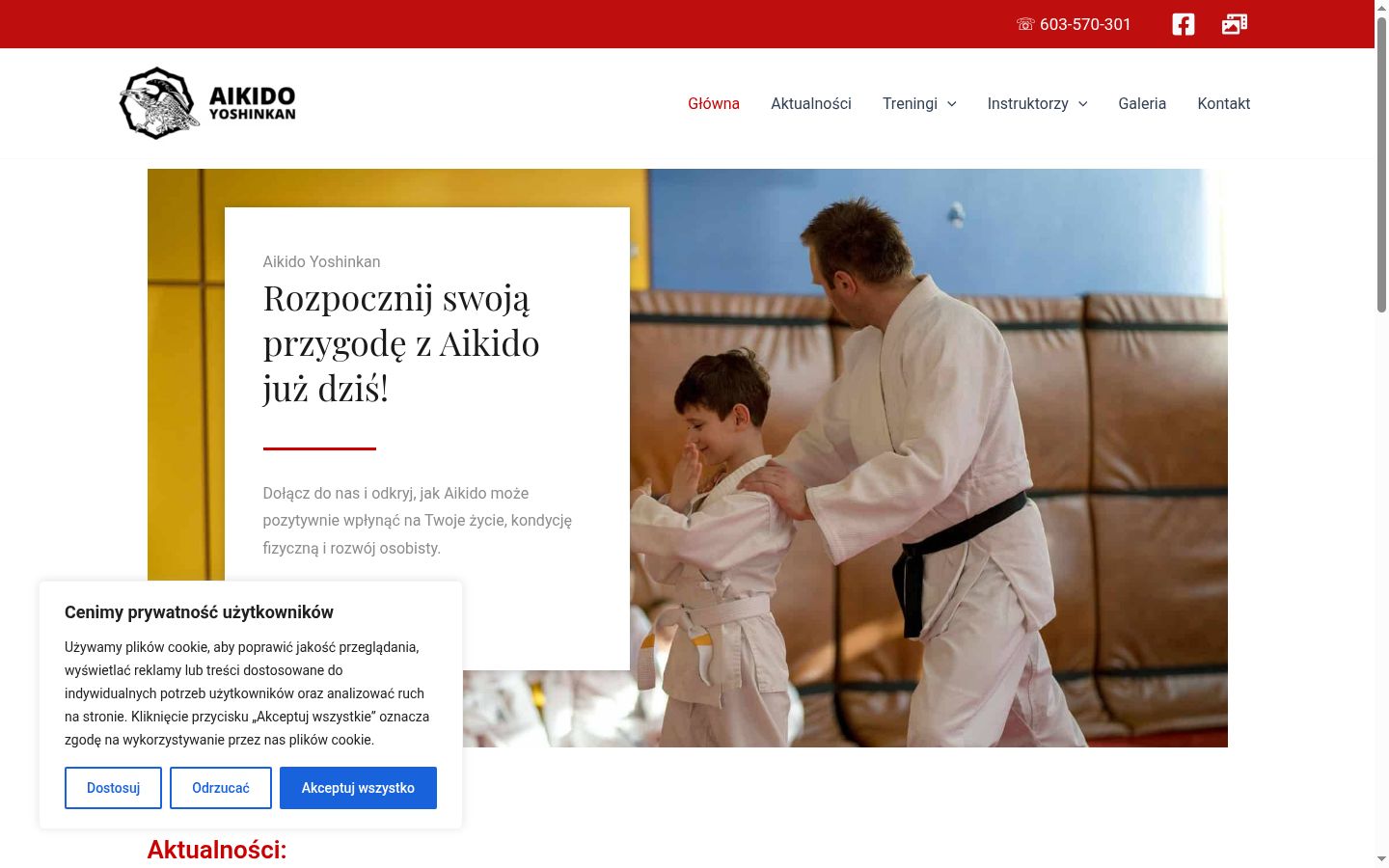 Captura de ecrã do banner de consentimento apresentado antes de qualquer interação
