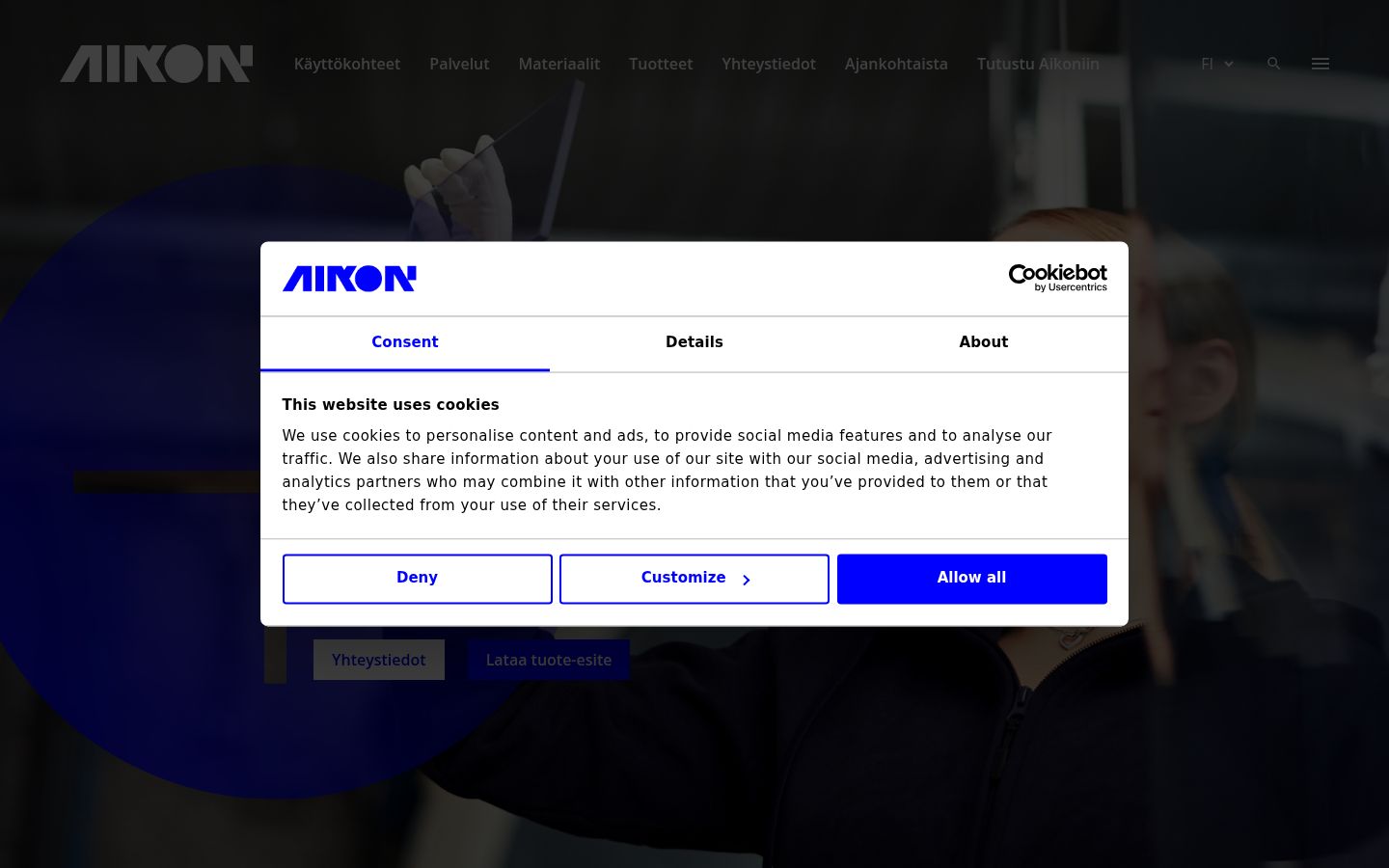 Capture d'écran de la bannière de consentement affichée avant toute interaction