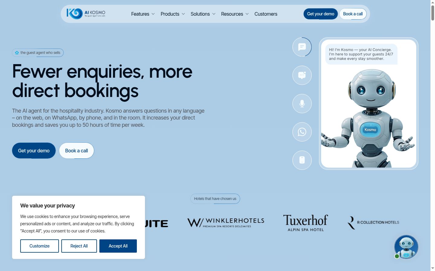 Screenshot of the consent banner shown before any interaction