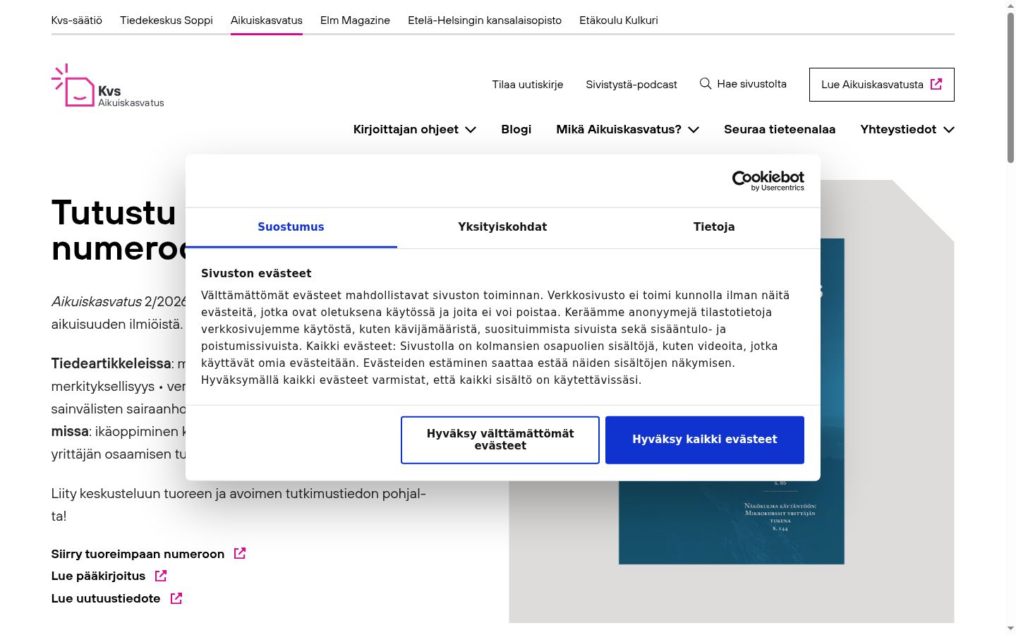 Posnetek zaslona pasice za privolitev, prikazane pred kakršno koli interakcijo