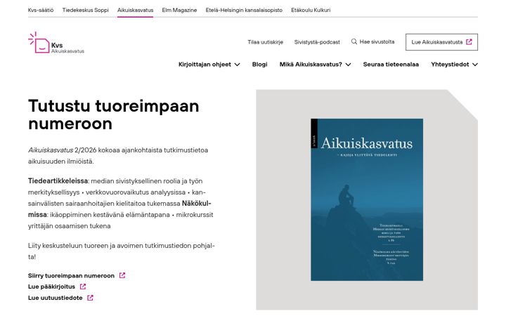 Screenshot of aikuiskasvatus.fi
