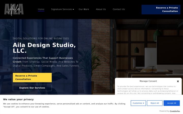 Screenshot of ailadesignstudio.com