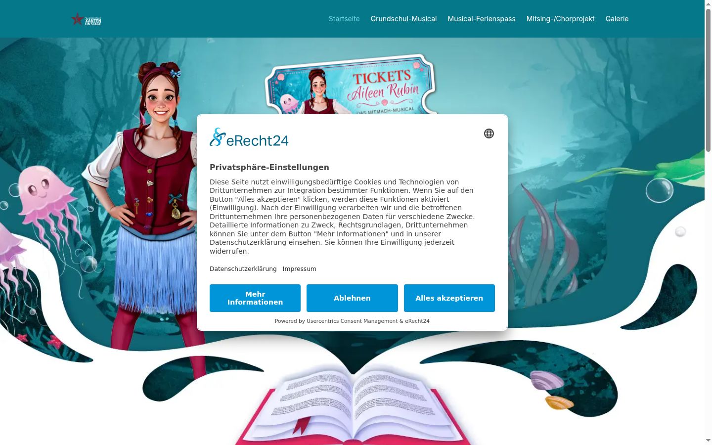 Captura de ecrã do banner de consentimento apresentado antes de qualquer interação