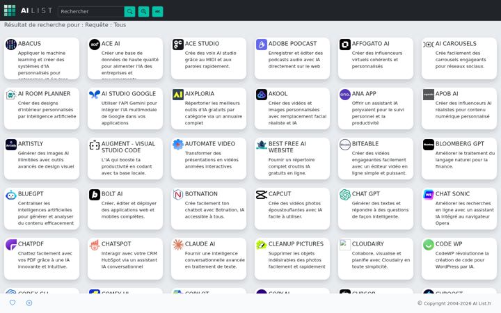 Screenshot of ailist.fr