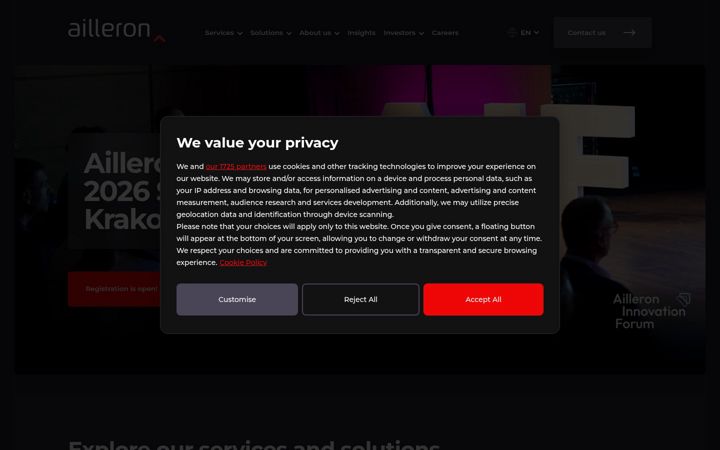 Screenshot of ailleron.com