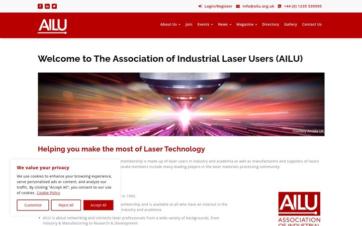 Screenshot of ailu.org.uk