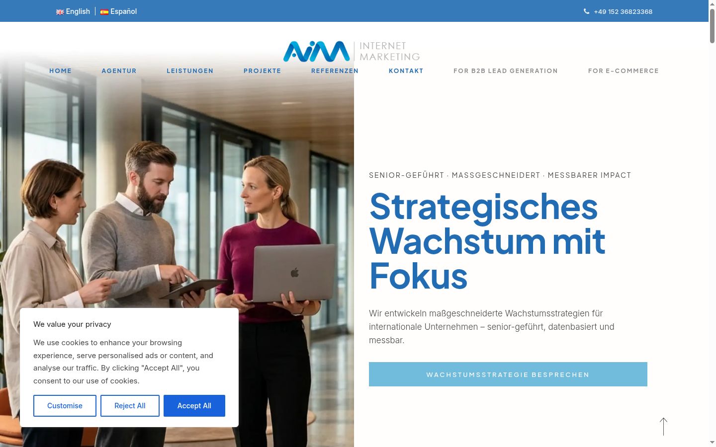 Screenshot des Einwilligungsbanners vor jeglicher Interaktion