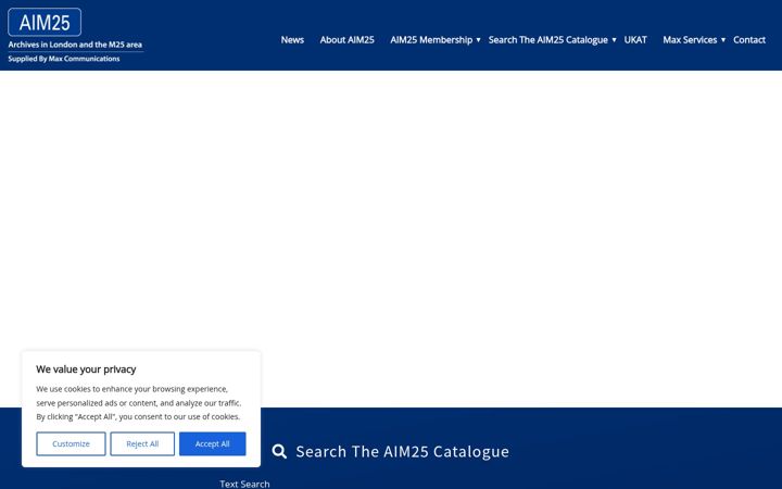 Posnetek zaslona aim25.com