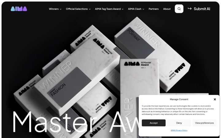 Screenshot of aimasteraward.com