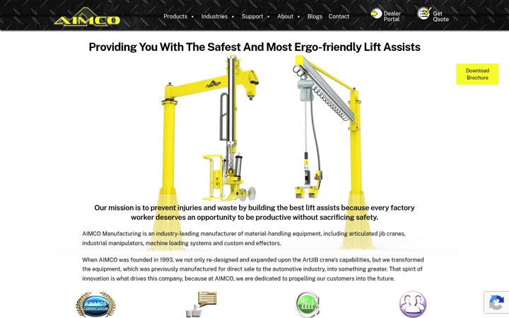 Screenshot ta' aimcomanufacturing.com