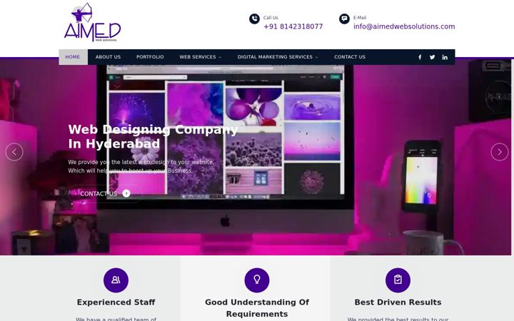 Snímek obrazovky aimedwebsolutions.com