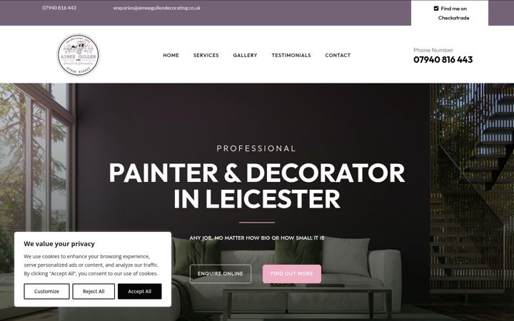 Ekrano kopija aimeegullendecorating.co.uk