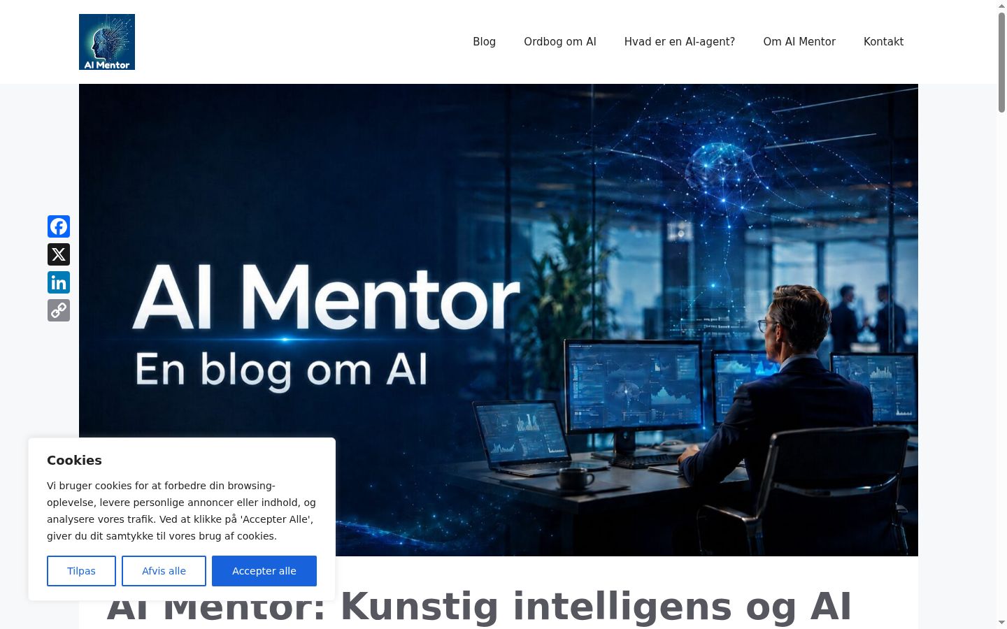 Skærmbillede af samtykkebanneret, som det blev vist før nogen interaktion