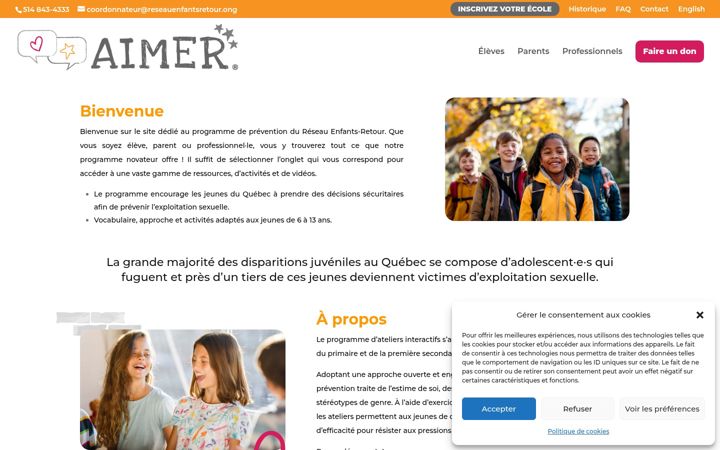 Screenshot of aimerpourlavie.org