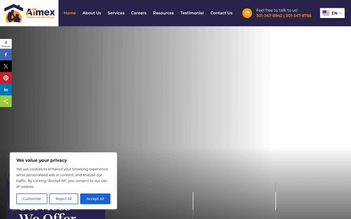 Screenshot ta' aimexhomecareservices.com