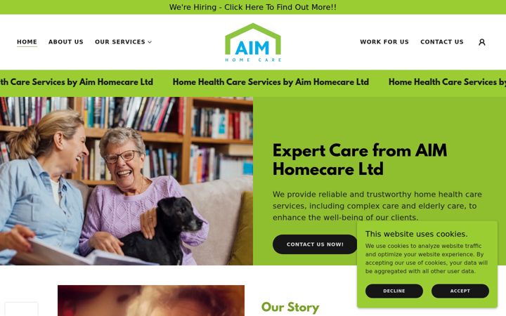 Screenshot of aimhomecare.co.uk