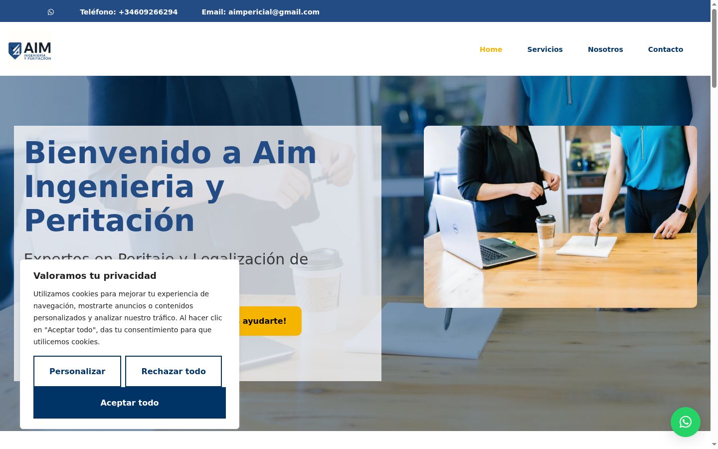Captura de pantalla del banner de consentimiento mostrado antes de cualquier interacción