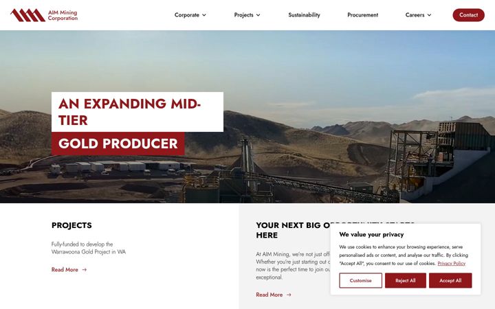 Screenshot of aimmining.com.au