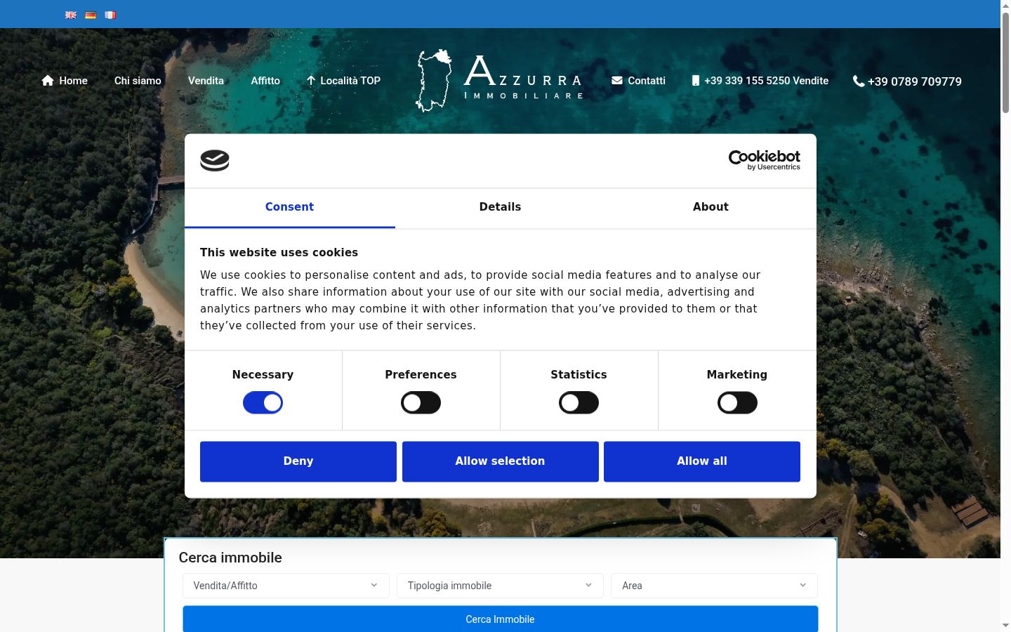 Screenshot tal-banner tal-kunsens muri qabel kwalunkwe interazzjoni