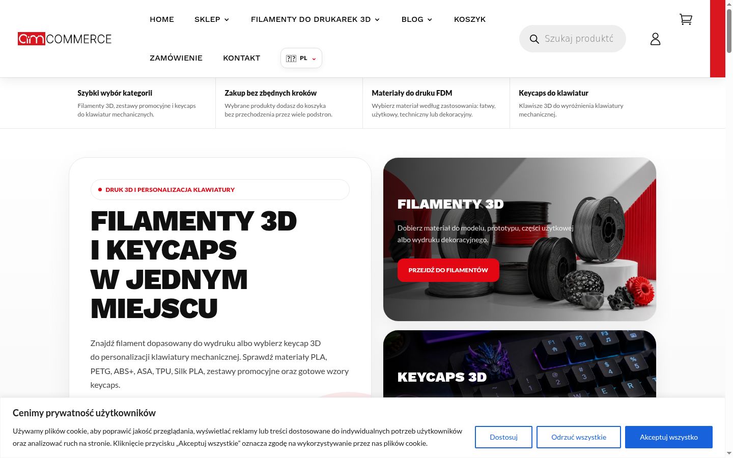 Zrzut ekranu banera zgody wyświetlanego przed jakąkolwiek interakcją