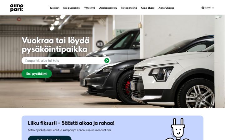 Screenshot von aimopark.fi