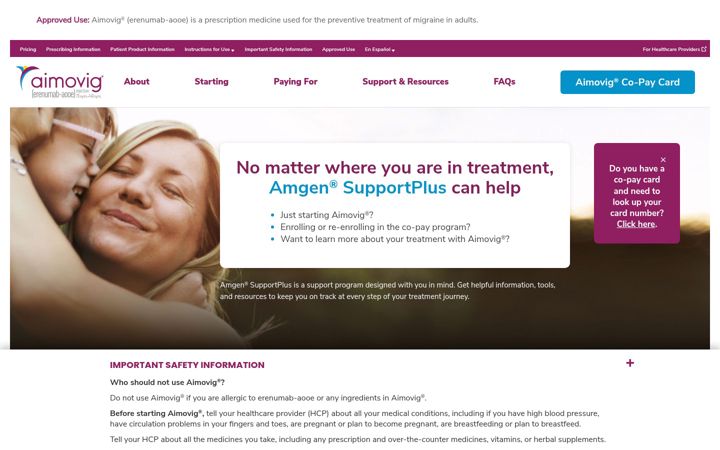 Screenshot of aimovigcopaycard.com