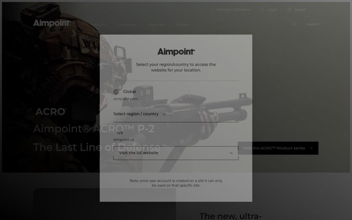 Screenshot of aimpoint.com
