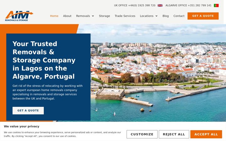 Screenshot of aimremovalsportugal.com