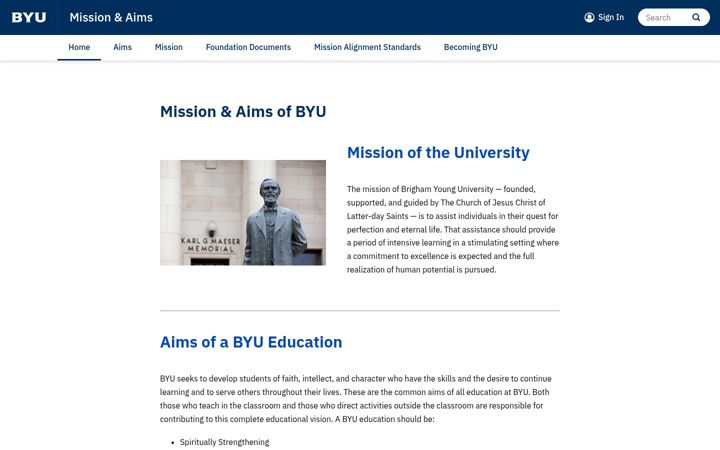 Screenshot ta' aims.byu.edu