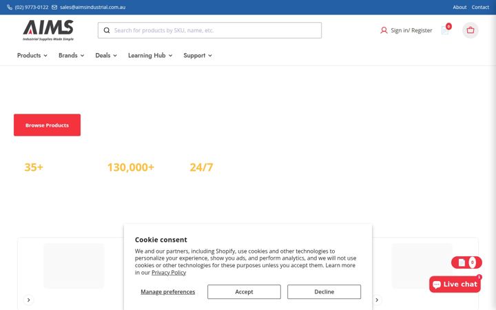 Screenshot of aimsindustrial.com.au