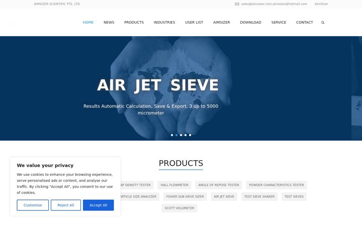 Screenshot of aimsizer.com