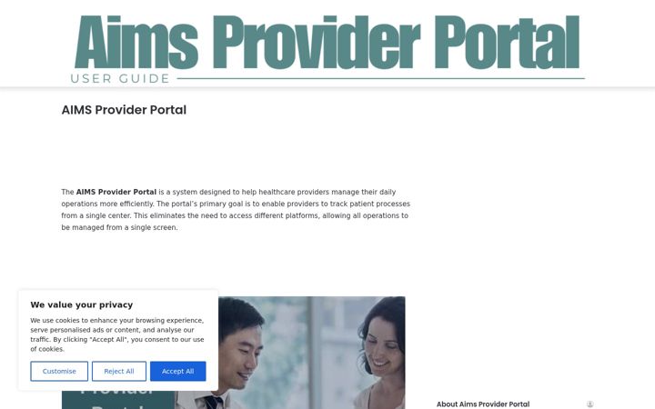 Screenshot of aimsproviderportal.com