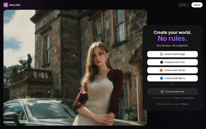 Screenshot of aimy.chat