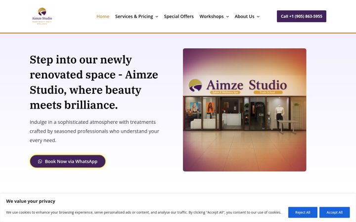 Screenshot of aimzestudio.com