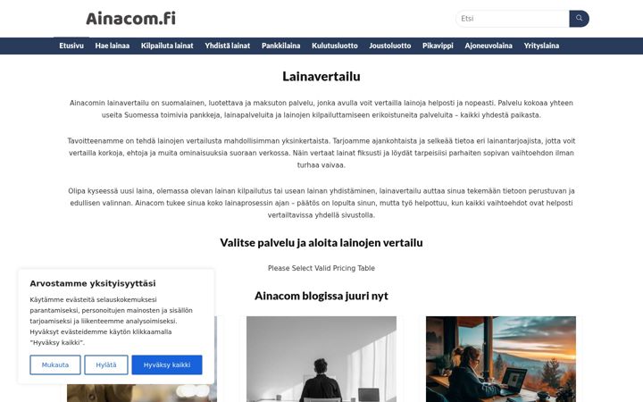 Screenshot of ainacom.fi
