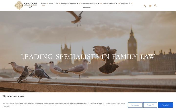 Screenshot of ainakhanlaw.com