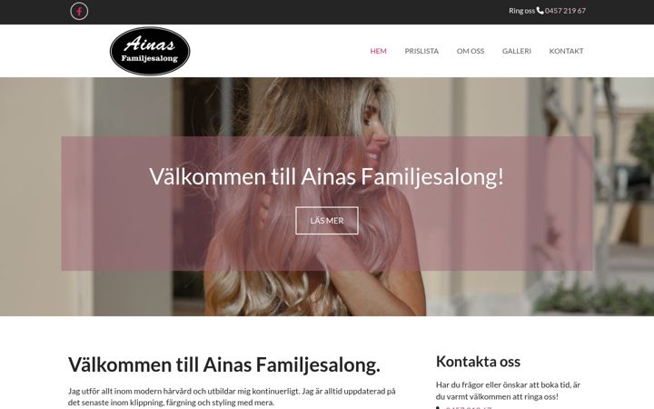 Screenshot of ainasfamiljesalong.se