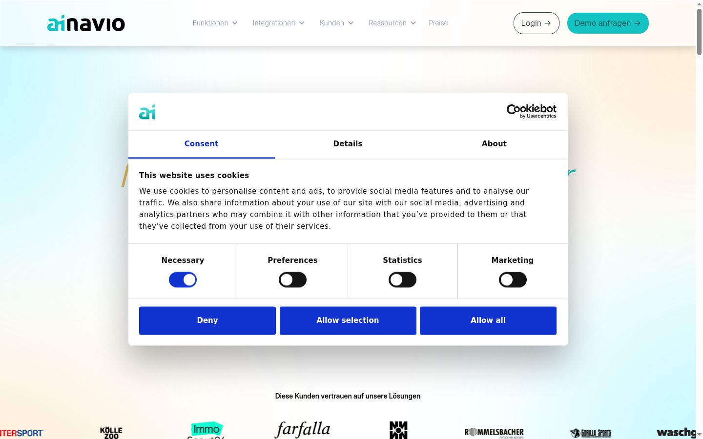 Screenshot tal-banner tal-kunsens muri qabel kwalunkwe interazzjoni