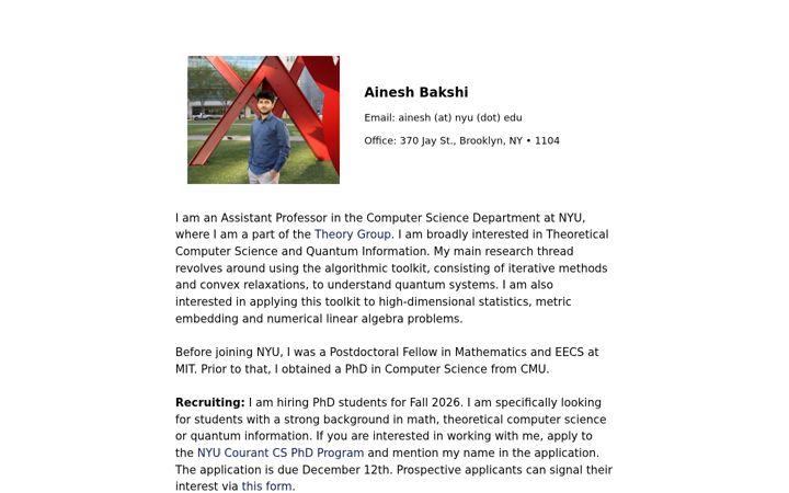 Screenshot of aineshbakshi.com