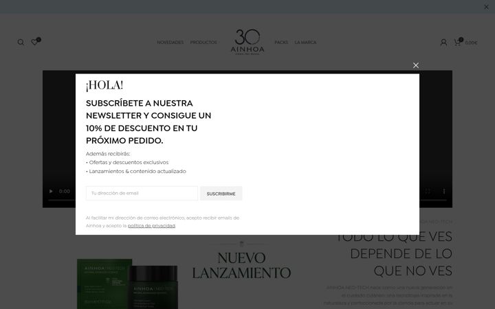 Screenshot of ainhoacosmetics.com