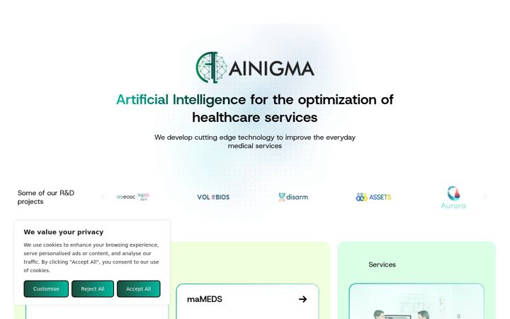 Screenshot of ainigma.tech