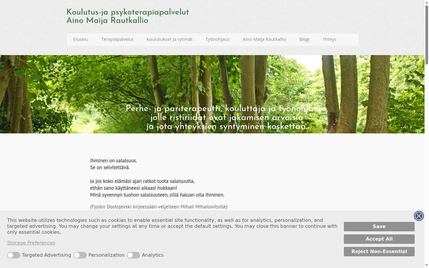 Kuvakaappaus suostumusbannerista, joka näytettiin ennen mitään vuorovaikutusta