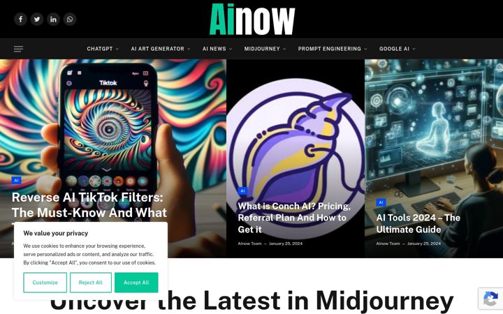 Screenshot of ainows.com