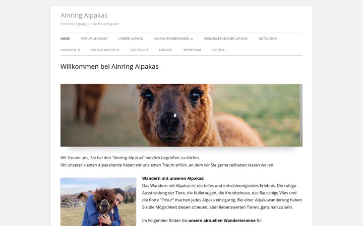 Screenshot stránky ainring-alpakas.de