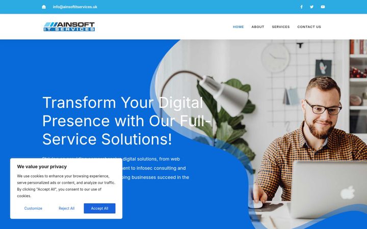 Skärmbild av ainsoftitservices.uk