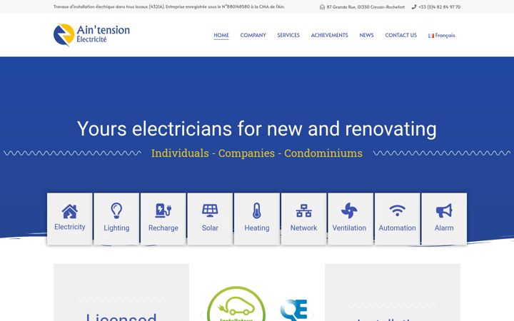 Snimka zaslona za aintension-electricite.fr