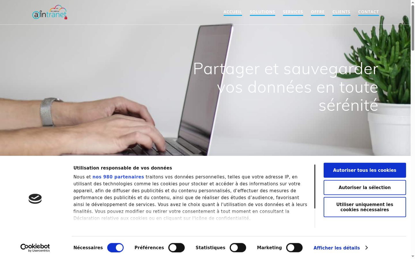 Captura de pantalla del banner de consentimiento mostrado antes de cualquier interacción