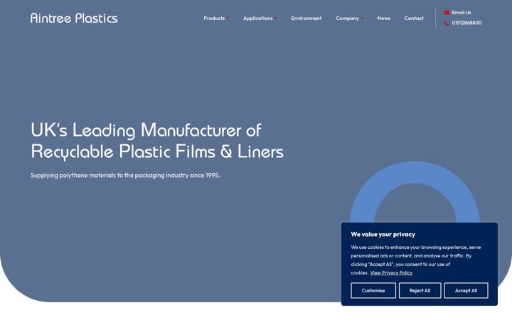 Screenshot of aintreeplastics.co.uk
