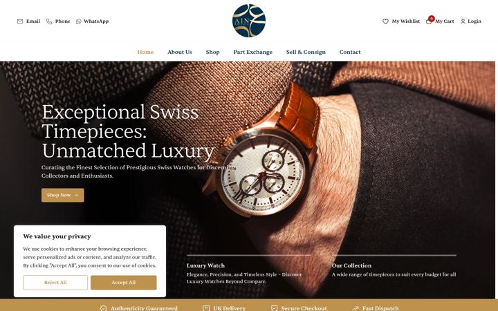 Capture d'écran de ainwatches.co.uk