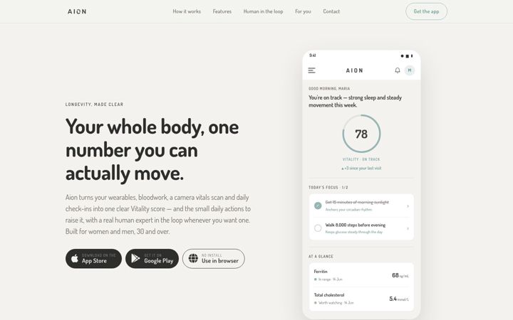Screenshot of aionlongevity.com